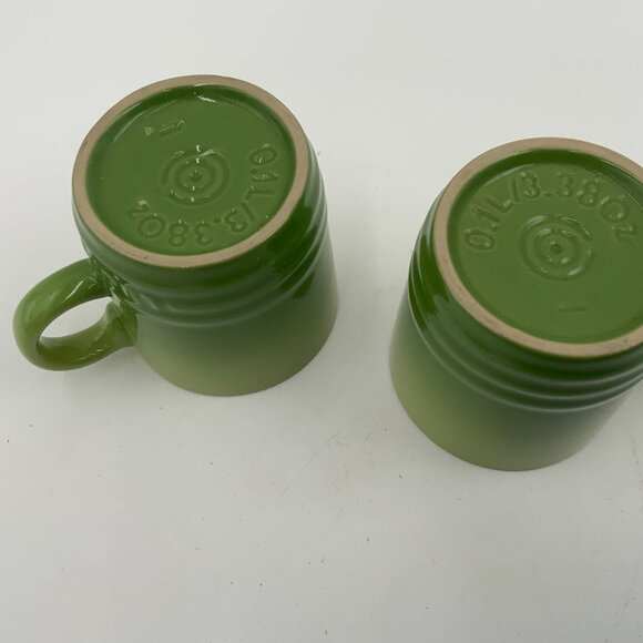 Le Creuset 3.38 oz Cappuccino / Espresso Coffee Mugs - Pair of Ombre Green NWOT - Picture 10 of 10